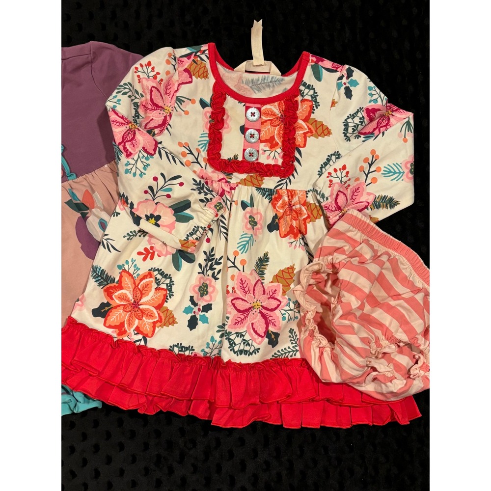 Matilda Jane Ruffle Floral Twirl Dress w diaper cover 12 18 mo EUC PRECIOUS